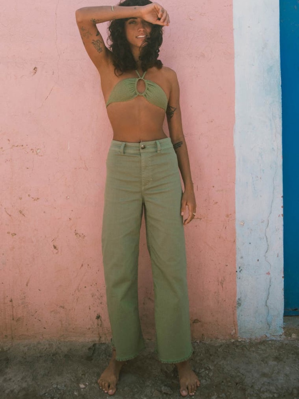 Billabong Green free fall wide leg High-Rise Pants